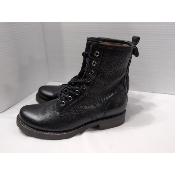 FRYE Womens Size 6B Black Leather Laces Ankle Fashion Western Boots Pre-owned - Picture 2 of 10